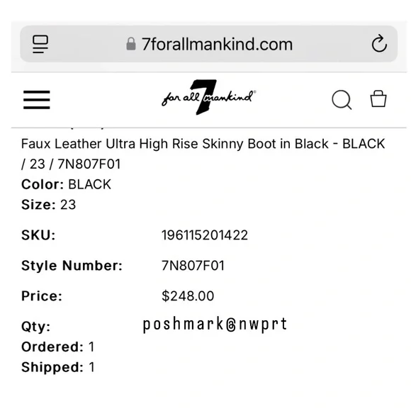 7FAM 🎸 7 For All Mankind Faux Leather High Rise Flare Pants 23 - Picture 12 of 12